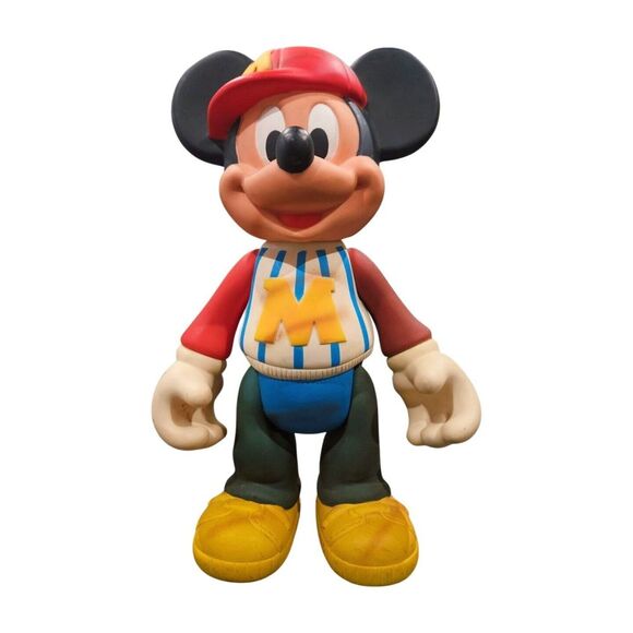 Vintage Rubber Plastic Mickey Mouse Baseball‎ Posable "Dirty" 12" Toy Doll - Picture 1 of 7